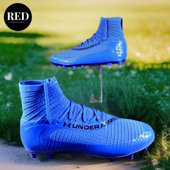 Under Armour UA Highlight 2 MC Knit Blue Football Cleats 3027304-400 - Men's 12 - Picture 1 of 14